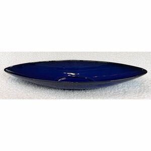 Elegant Cobalt Blue Boat-Shape Decorative Bowl